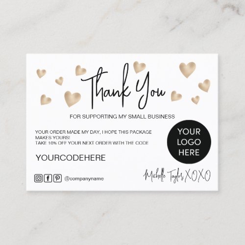 modern simple minimal black and white thank you bu business card