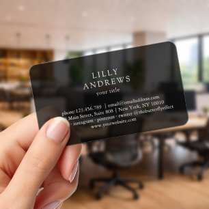 Modern Simple Minimal Black Transparent Clear Business Cards