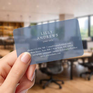Modern Simple Minimal Blue Transparent Clear Business Cards