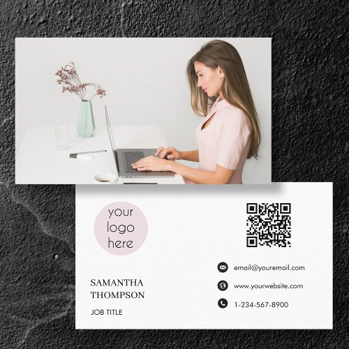 Modern Simple Minimal Business Logo QR Code Business Card