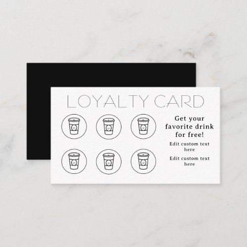 Modern Simple Minimal Coffee Cup Shop Caf  Loyalty Card