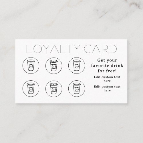 Modern Simple Minimal Coffee Cup Shop Caf  Loyalty Card