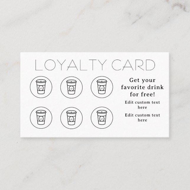 Modern Simple Minimal Coffee Cup Shop Café  Loyalty Card (Front)