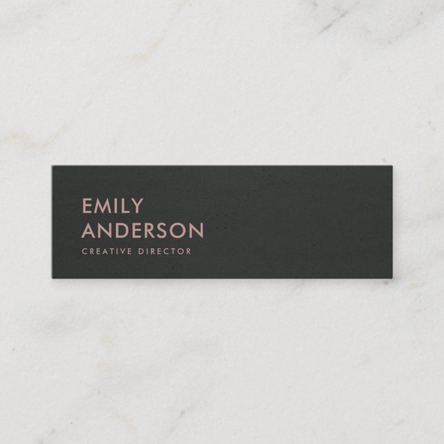 MODERN SIMPLE MINIMAL FAUX DARK SILVER GREY BLACK MINI BUSINESS CARD (Front)
