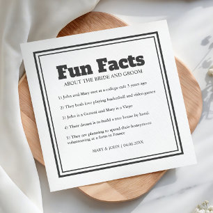Modern Simple Minimal Grey Fun Facts Wedding Napkins