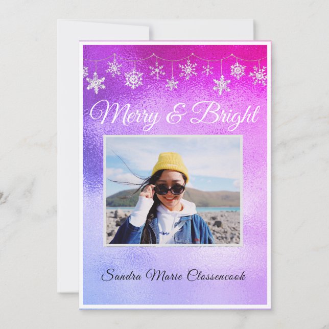 Modern Simple Minimal Metalic Pink and Purple (Front)