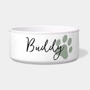 Modern simple minimal paw print personlaized bowl