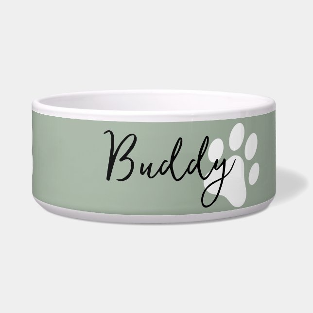 Modern simple minimal paw print personlaized bowl (Front)