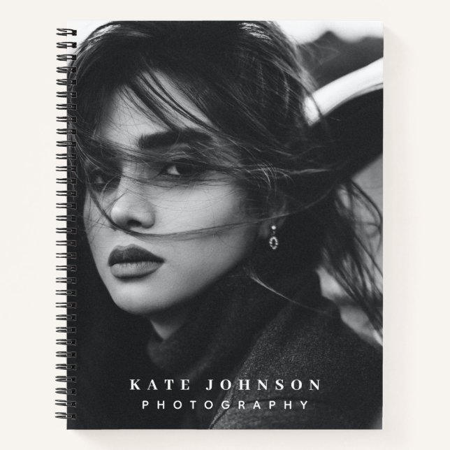 Modern Simple Minimal Photo QR Code Social Media Notebook (Front)