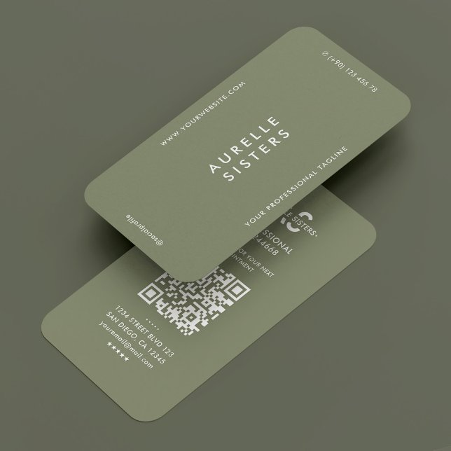 Modern Simple Minimal Professional Green Sage  Business Card (Modern Simple Minimal Professional Green Sage Business Card
)