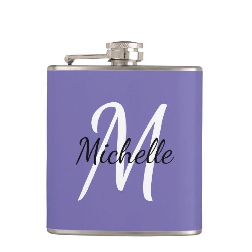Modern Simple Minimal Purple Monogram Flask