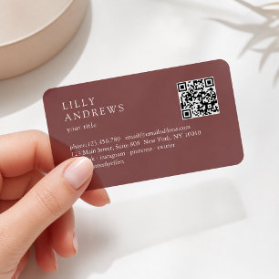 Modern Simple Minimal Red Transparent QR Code Clear Business Cards