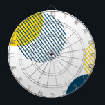 Modern, simple, minimal, trendy urban abstract art dart board<br><div class="desc">Modern,  simple,  minimal,  cool,  trendy,  urban abstract background made with geometric circles in yellow and blue colors. Memphis style modern,  playful vector art graphic design artwork.</div>