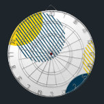 Modern, simple, minimal, trendy urban abstract art dart board<br><div class="desc">Modern, simple, minimal, cool, trendy, urban abstract background made with geometric circles in yellow and blue colors. Memphis style modern, playful vector art graphic design artwork.</div>