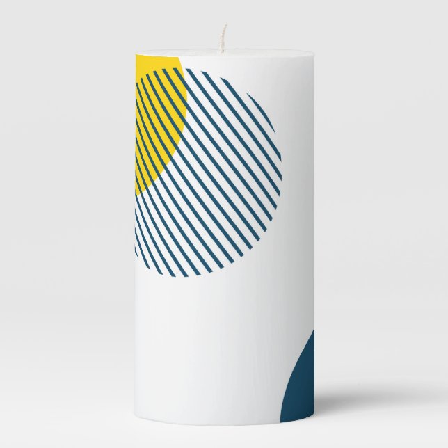 Modern, simple, minimal, trendy urban abstract art pillar candle (Front)