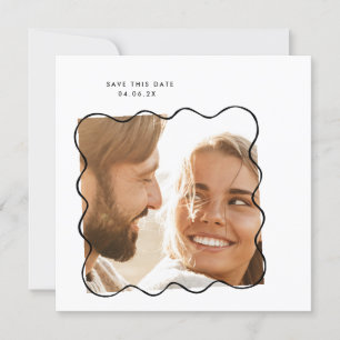 MoDeRN Simple MINIMAL Wavy Frame Photo Wedding Save The Date