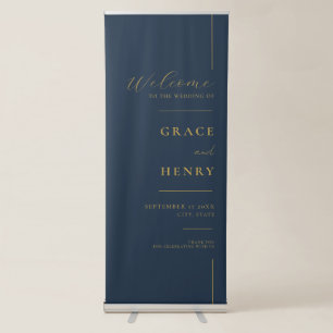 Modern Simple Minimal White Wedding Welcome Retractable Banner