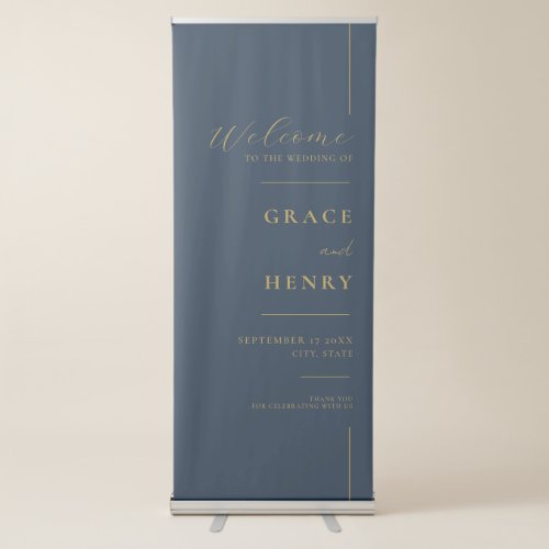 Modern Simple Minimal White Wedding Welcome Retractable Banner