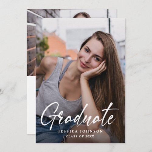 Modern Simple Minimalist 2 PHOTO Graduation Party Invitation