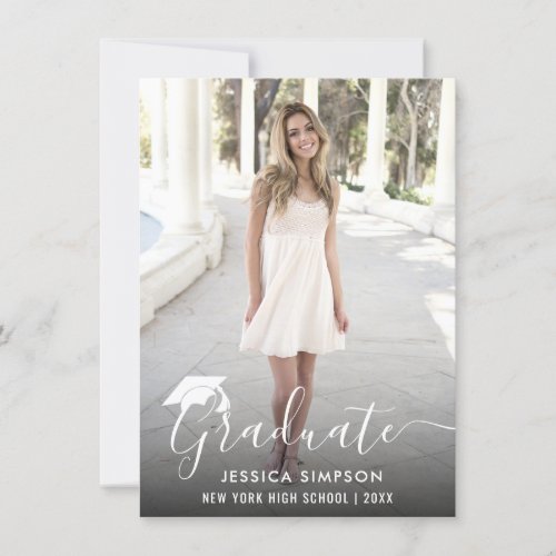 Modern Simple Minimalist 2 PHOTO Graduation Party Invitation