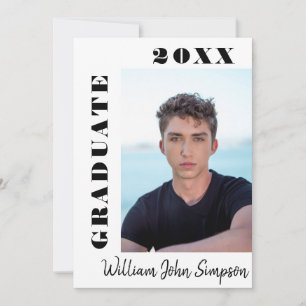 Modern Simple Minimalist 2 PHOTO Graduation Party Invitation