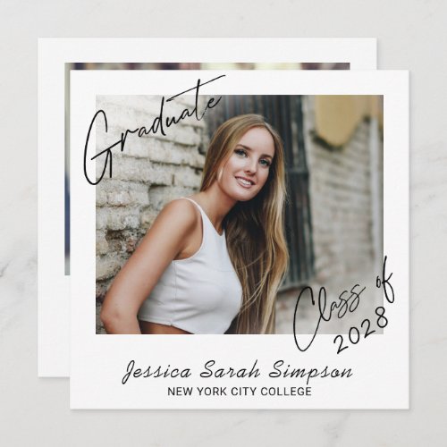 Modern Simple Minimalist 2 PHOTO Graduation Party Invitation