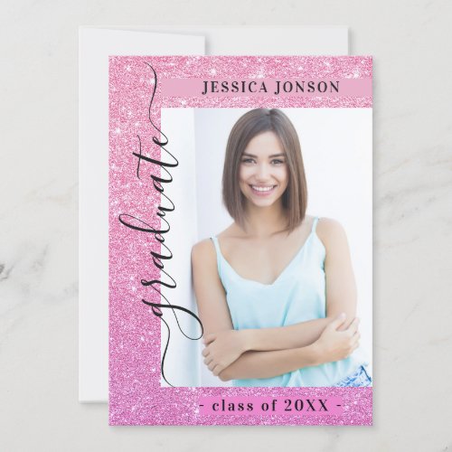 Modern Simple Minimalist 2 PHOTO Graduation Party Invitation