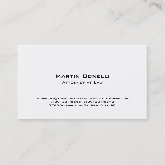 Modern Simple Minimalist Attorney Business Card (Front)