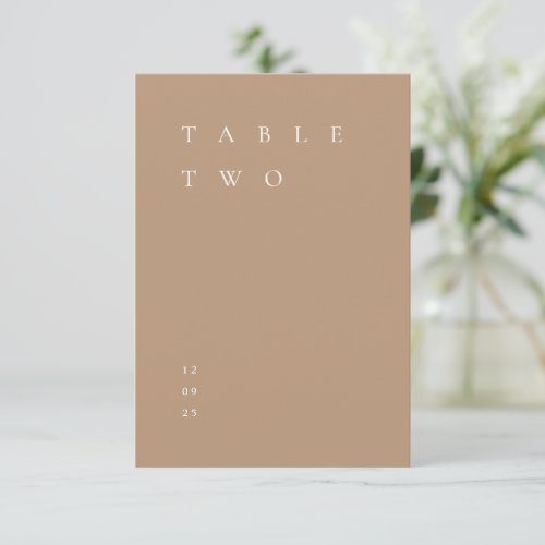 Modern Simple Minimalist Beige Tan Table Number