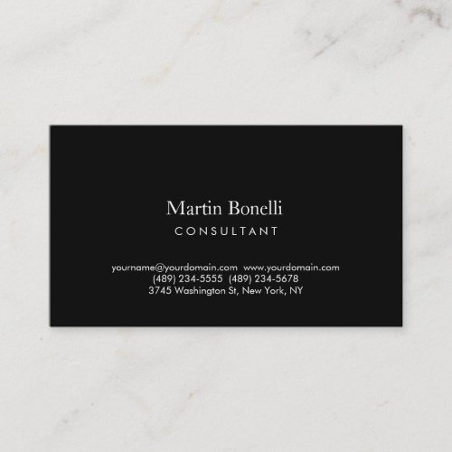 Modern Simple Minimalist Black Color Business Card