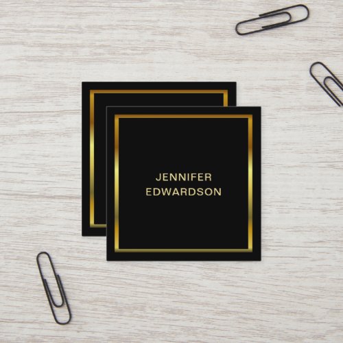 Modern simple minimalist black gold professional square business card