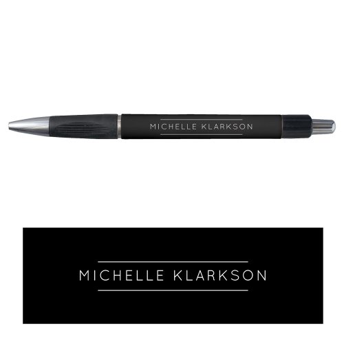 Modern Simple Minimalist Black Monogrammed Name Pen