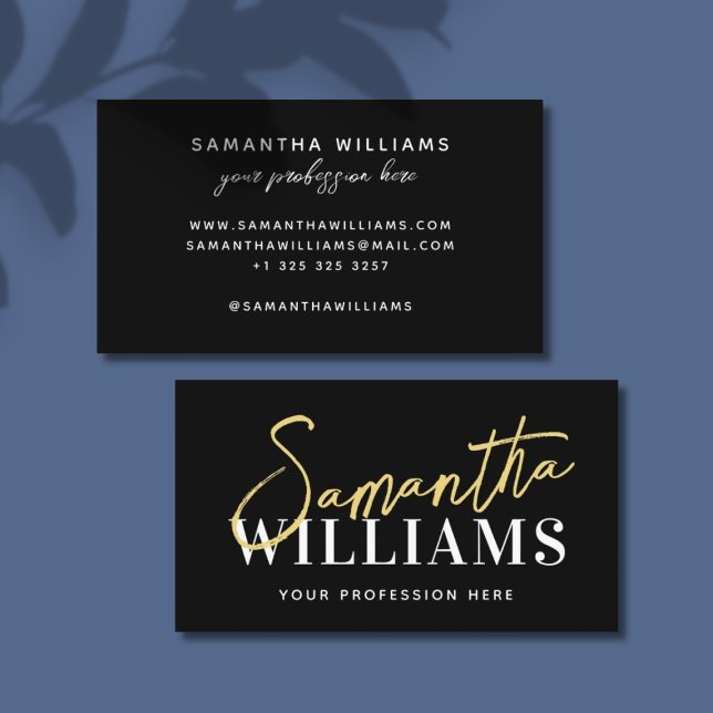 Modern simple minimalist black script typography business card (Creator Uploaded)