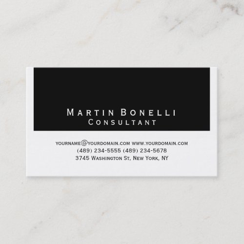 Modern Simple Minimalist Black White Business Card