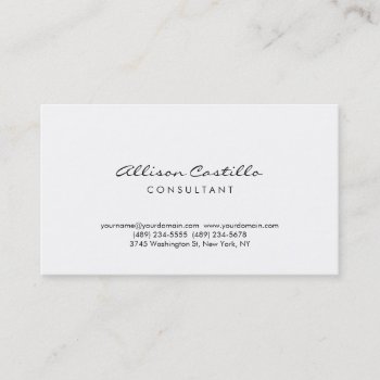 Modern Simple Minimalist Black White Consultant Business Card by hizli_art at Zazzle