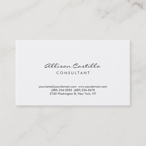 Modern Simple Minimalist Black White Consultant Business Card