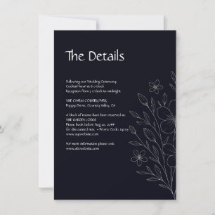 Modern simple minimalist black & white floral vine save the date