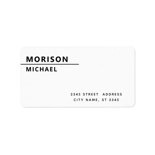 Modern simple minimalist black white label (Front)