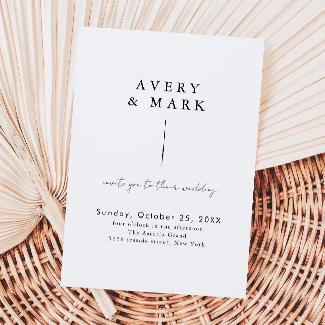 Modern Simple Minimalist Black & White Wedding Invitation (Creator Uploaded)