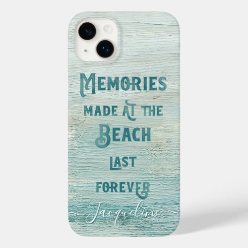 Modern Simple Minimalist Blue Beach Memories Name Case_Mate iPhone 14 Plus Case