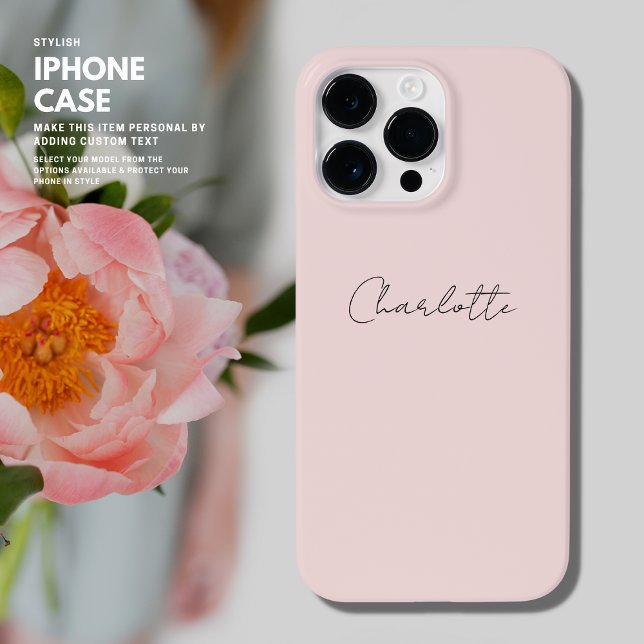 Modern Simple Minimalist Blush Script Personalized Case-Mate iPhone Case (Creator Uploaded)