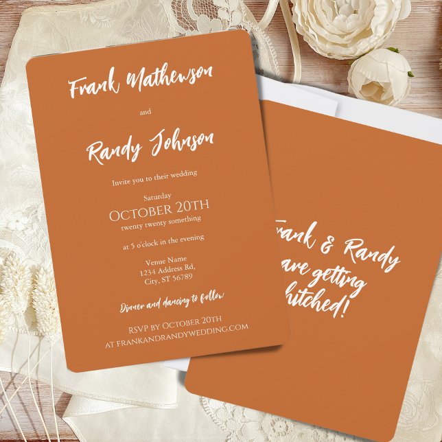 Modern Simple Minimalist Boho Terracota Wedding Invitation (Creator Uploaded)