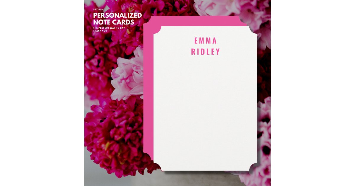 Modern Simple Minimalist Bold Hot Pink Monogram Note Card | Zazzle