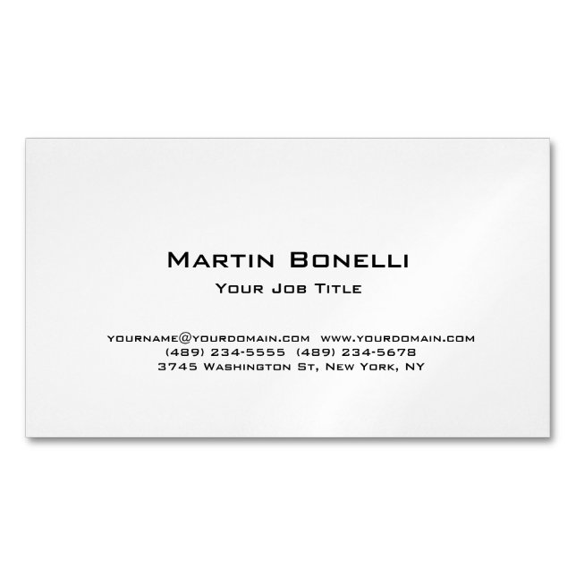 Modern Simple Minimalist  Business Card Magnet (Front)