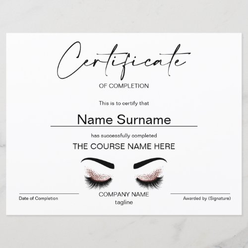 Modern Simple Minimalist Certificate of Completion