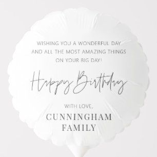 Modern Simple Minimalist Chic Happy Birthday Balloon