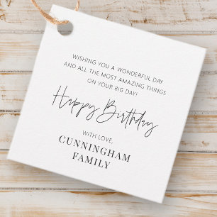 Modern Simple Minimalist Chic Happy Birthday Favor Tags