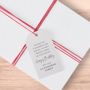 Modern Simple Minimalist Chic Happy Birthday Gift Tags