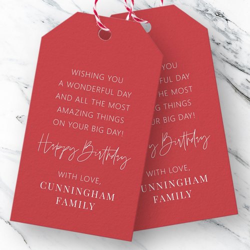 Modern Simple Minimalist Chic Happy Birthday Gift Tags