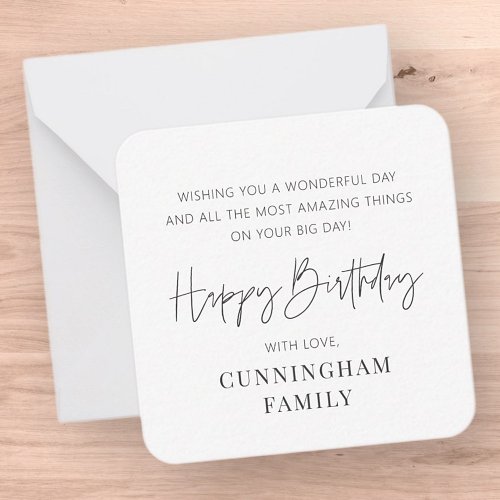 Modern Simple Minimalist Chic Happy Birthday Note Card